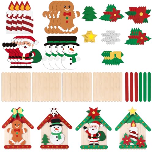 Xuhal 12 Sets Wooden Gingerbread House Kit, 4 Styles