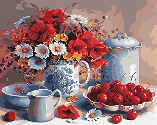 Cadeau amusant peinture au diamant 5D adultes fleur de fruits rouges