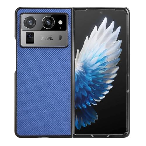 Image of for Tecno Phantom V Fold2 Case Carbon Fiber Texture Shockproof PU+PC Phone Cover - Blue