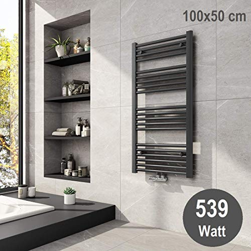 Preisvergleich Produktbild Meykoers Badheizkörper 1000x500mm Mittelanschluss 539 Watt Anthrazit, Handtuchtrockner Handtuchwärmer Design Heizkörper für Bad Heizung Radiator