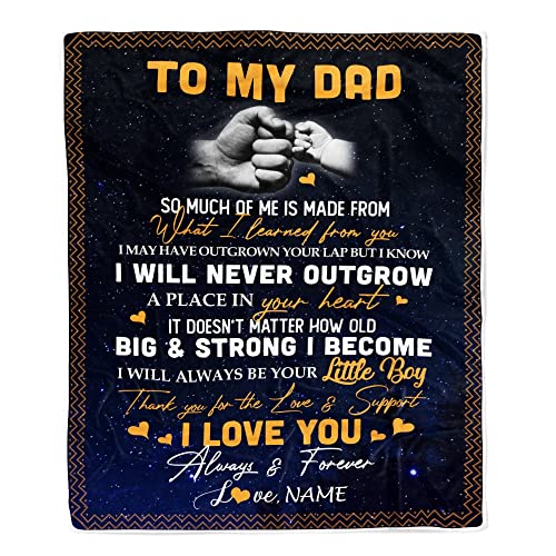 CenturyTee Personalized to My Dad Blanket from Daughter Girl Thank You for The Love Support I Love You Dad Father's Day Birthday Christmas Customized Fleece Blanket (30 x 40 in Baby Size)