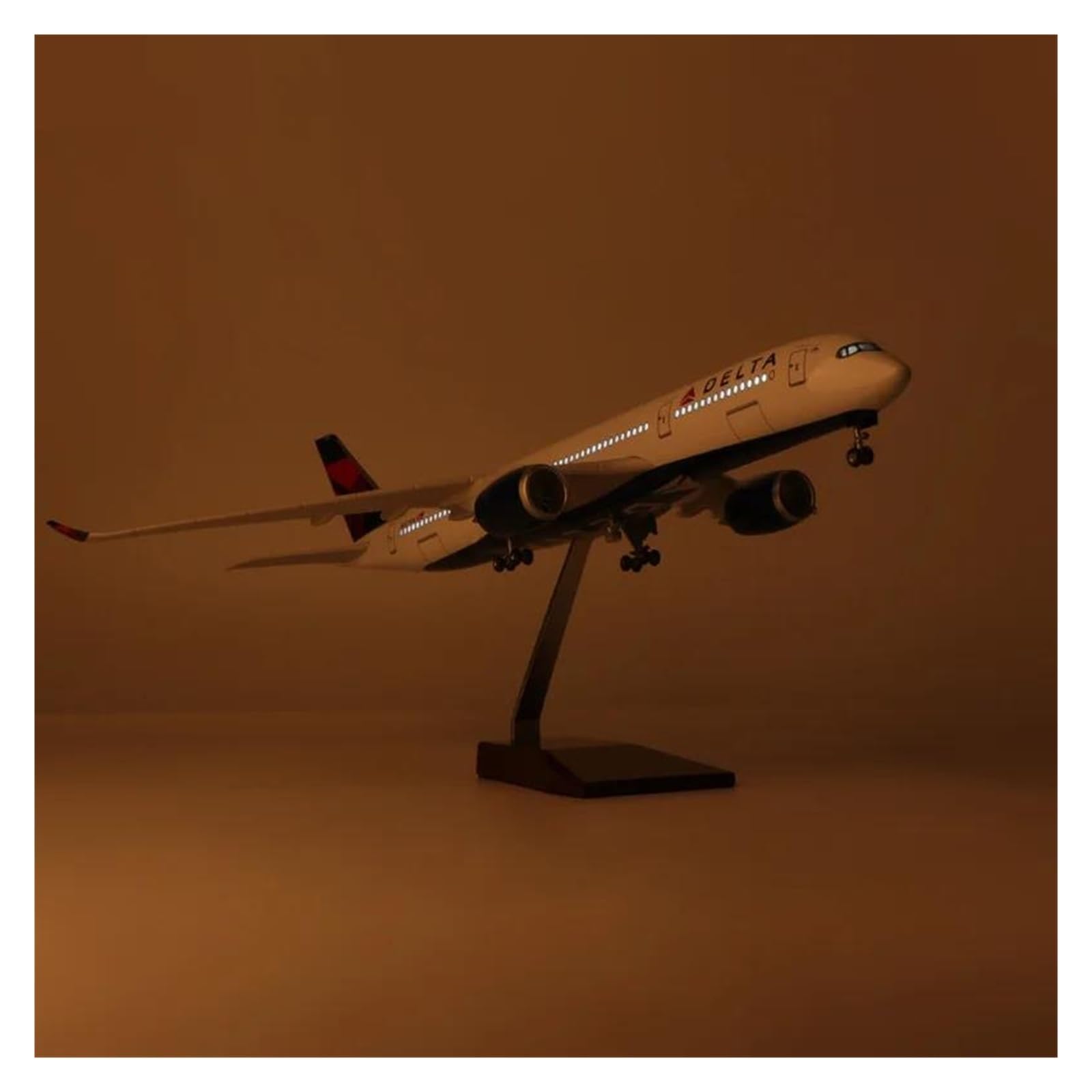 Diecast zabawki samolotowe w skali 1 142 dla A350 Delta Model samolotu zabawka samolot miniaturowy samolot na kolekcjonerską pamiątkę do zbierania i wyświetlania (ze światłem)