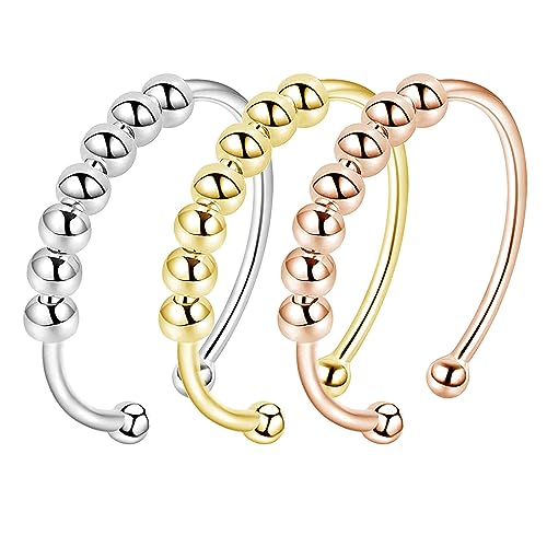 LENTQIUTT 3 Pcs Anti-Stress-Ring Anti-Angst-Ring-Set Damen-Anti-Stress-Ring...