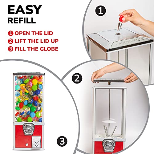 Vending Machine - Big Capsule Vending Machine - Prize Machine - Commercial Vending Machine For 2 Inch Round Capsules Gumballs Bouncy Balls - Red #TOP3