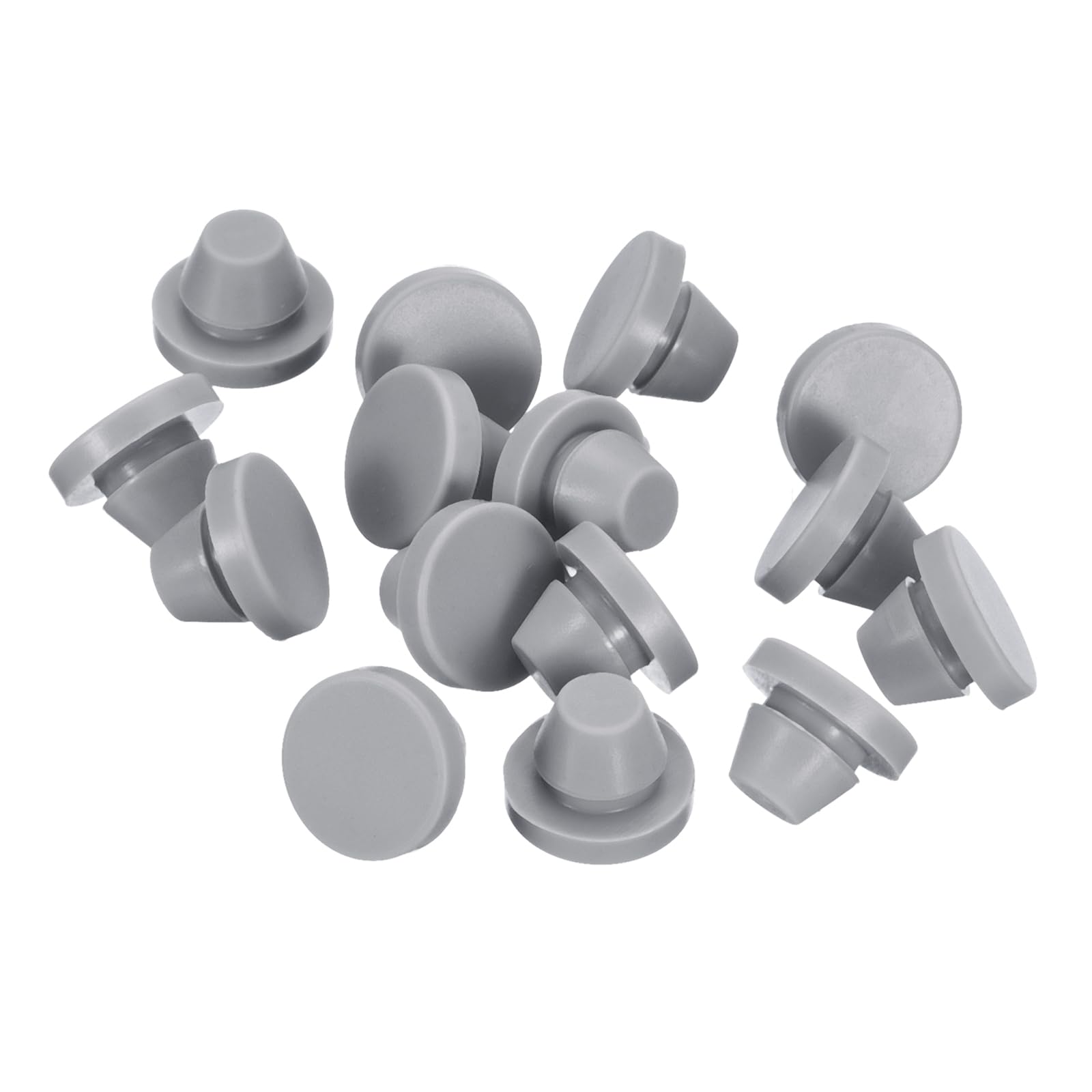 sourcing map 16 Pcs Silicone Plugs, Rubber Round Snap in Locking Hole Plugs for 8-8.5mm Hole, Hole Stoppers Waterproof Hole Plug for Metal Tube, Furniture End Caps Inserts, Gray