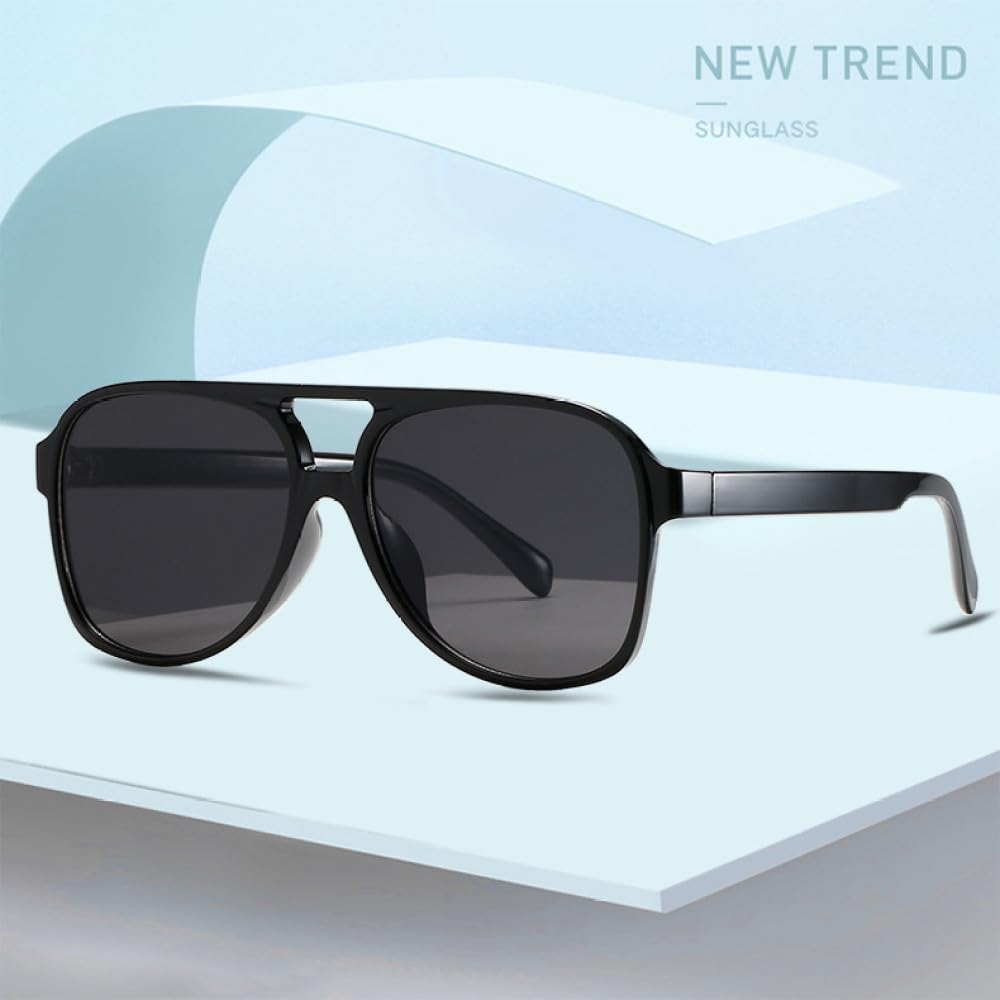 Klassische übergroße Sonnenbrille für Damen, Retro, Vintage, Doppelsteg, große Sonnenschutzbrille, Unisex, gelbe Fahrbrille