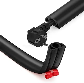 IVEOPPE Kabelkanal Selbstklebend Flexibel Kabelschutz - 3M x 25mm x 13mm Flexibler Kabelkanal, Kabelkanal Boden Flach, Kabelkanal Flexibel für Haus, Büro, Schule, Lager(1 Dicke Kabel / 3M, Schwarz)