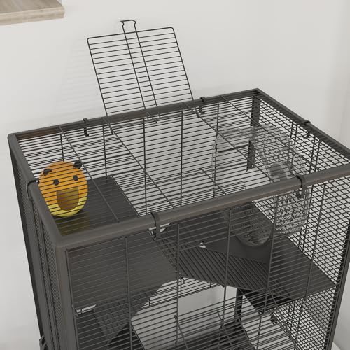 PawHut 4-Tier Hamster Cage w/Deep Tempered Glass Bottom, 60 x 40 x 80cm - Image 7