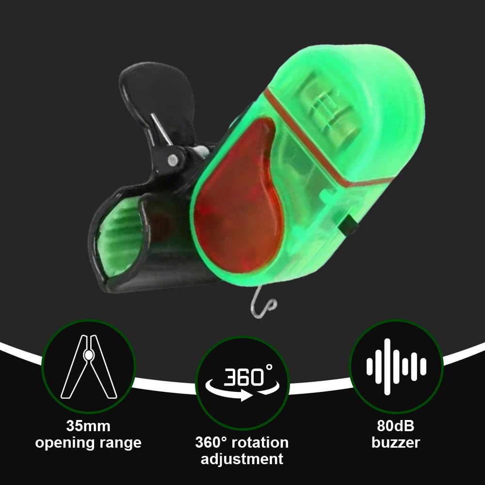 Alarma de picadura de pesca con luz LED, 2025 nuevas campanas de pesca electrónicas inteligentes sensibles para cañas de pescar, alarma de mordedura de pescado, alarma de alerta de sonido, alarmas de