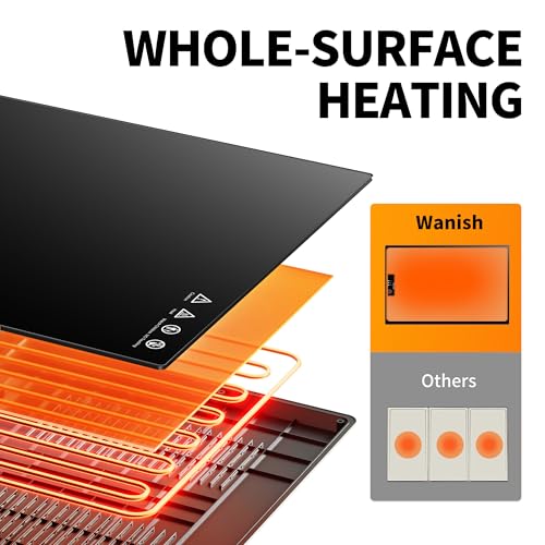 Image of Electric Warming Tray,L 22 inchx14 inch,Tempered Glass Warming Mat for Food,Black | Keep Food Warm,Food Warmers For Parties Buffet Daily Gatherings,Temperature Adjustable,With Thermostat,Full Surface Heating