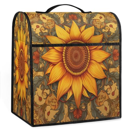 Coffee Maker Cover Flower Vintage Sunflower Kitchen Appliance Covers Small Appliance Covers Blender Cover Juicer Cover Dust Covers for Kitchen Appliances with Top Handle and Pockets,Washable,C409