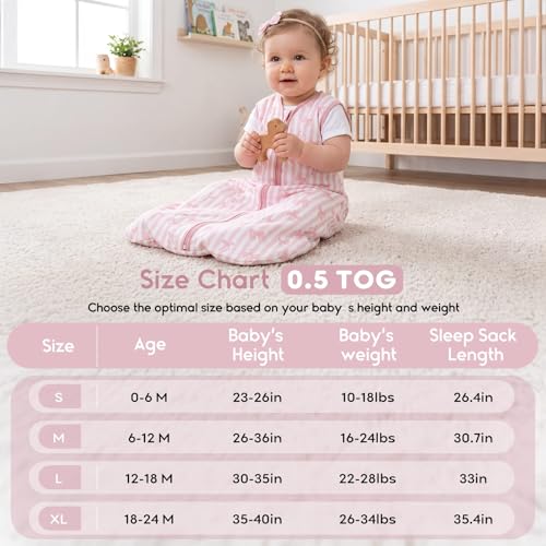 Image of Yoofoss Baby Sleep Sack 12-18 Months 0.5 TOG Baby Wearable Blanket, 100% Cotton Infant Toddler Sleeping Sack 2-Way Zipper Lightweight Sleep Sack