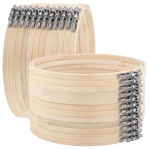 Cercle à broder 15 cm en bambou KEILEOHO, lot de 24 cadres ronds pour le point de croix et bricolage
