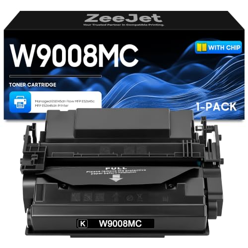 Image of W9008MC W9008 Black Toner Cartridge Replacement for HP W9008MC Toner Work with HP Managed E50145dn Flow MFP E52645dn E52645c Printer Ink, E52645dn Toner Black, 23,000 Pages High Yield, With Chip