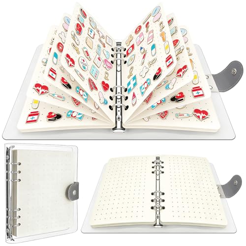 Image of 8 Pages White Enamel Pin Display Book for Enamel Pins, A5 Pins Collection Storage Organizer Book for Collectors, Portable Travel Pin Trading Books with Clear PVC Cover (Not Include Accessories)