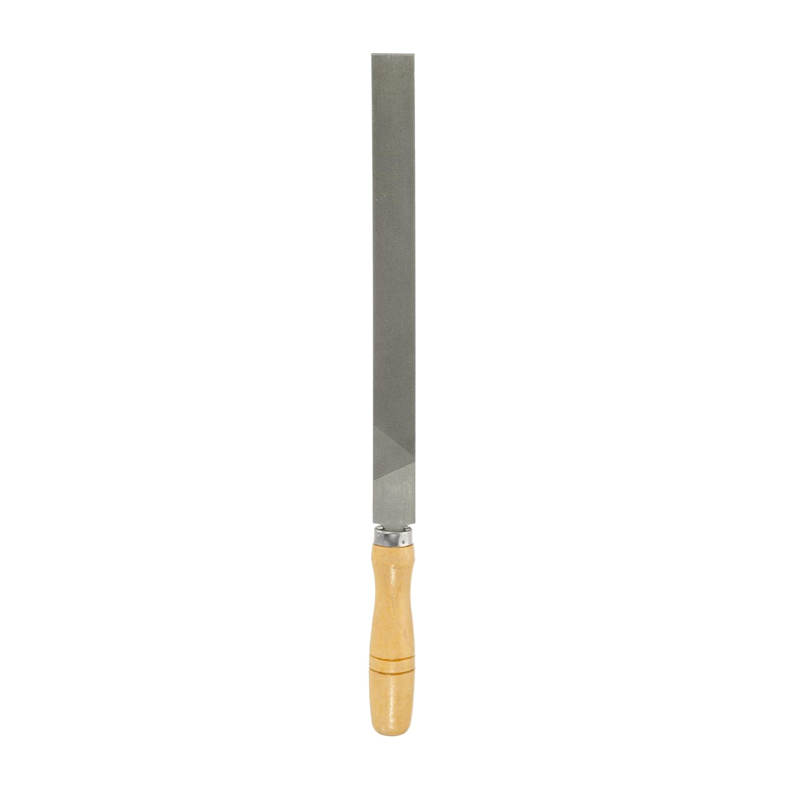 sourcing map Flat Thin Cut File 12" Double Cut Teeth High Carbon Steel Hand Rasp File with Wood Handle for Metal Wood Deburring Removing