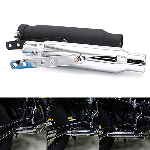 Tuyau d'échappement de silencieux de moto 12 pouces pour Bobber Cruiser Chopper Café Racer Scooter Offroad (Chrome)
