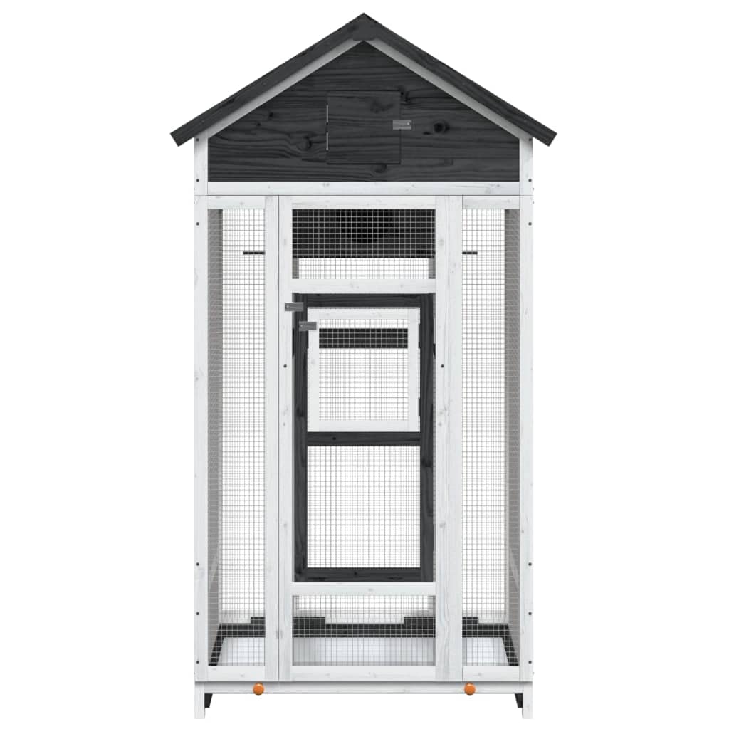 Festnight Pajarera de Madera para Exterior con tejado, Jaulas para pájaros,Jaulas Grandes,Jaulas para Aves,Jaula de Aves Exterior,Jaula agapornis,Jaula agapornis para ninfas Gris,91,5x53x170 cm