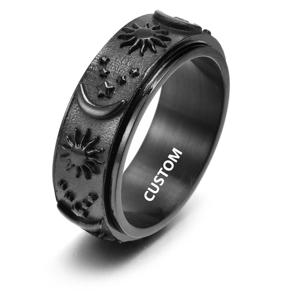 Finger Rings For Boys Titanium Stainless Steel s Moon And Star