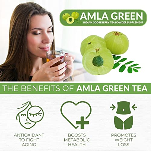Amla Green Tea Superfood Powder Supplement, Daily Greens Antioxidant Blend With Organic Oolong Tea, 20X Concentrated Amla, Indian Gooseberries, Smooth Flavor, Drink As Tea Or In Smoothies And Recipes, 30 Servings, Classic #TOP3
