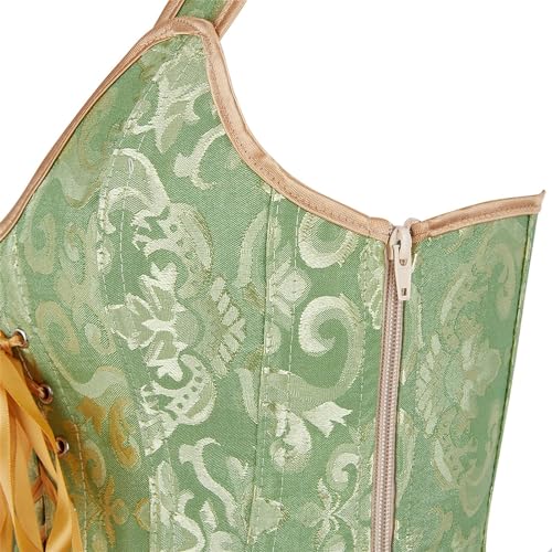 Image of Women's Lace up Gothic Jacquard Shoulder Straps Tank Overbust Shaper Corset Bustiers Top