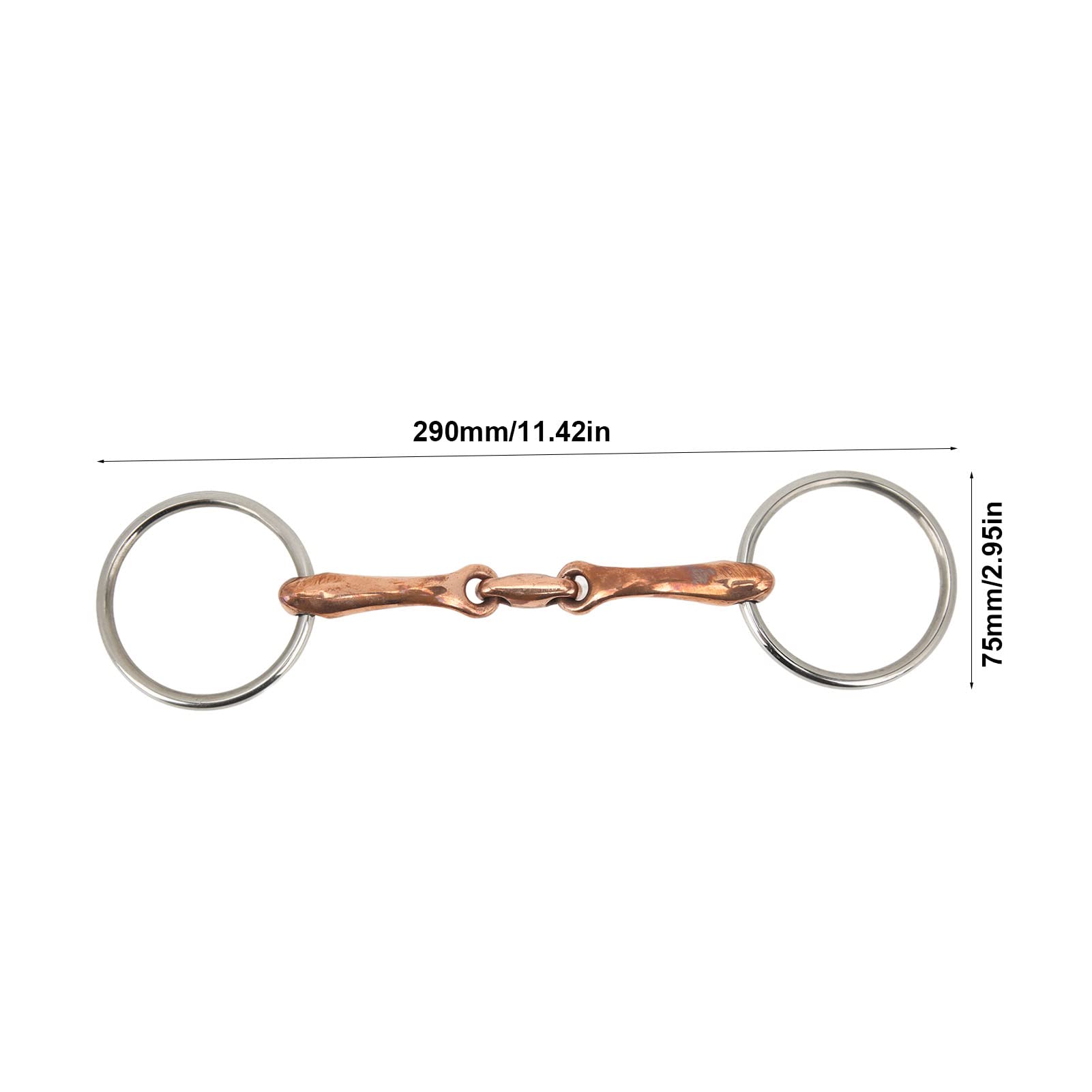 Pilipane Loose Snaffle Stainless Steel Copper Link Horse Mouth Bit for Horse Racing Training Safe Control 290x75mm