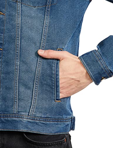 Image of The Indian Garage co MenSlim Fit Solid Denim Trucker Jacket