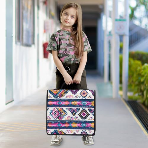 Image of Custom 3 Ring Zipper Binder Purple Ethic Aztec Personalized Name 1.5 Inch Binders Large Capacity Multi Pockets for School Office Supplies