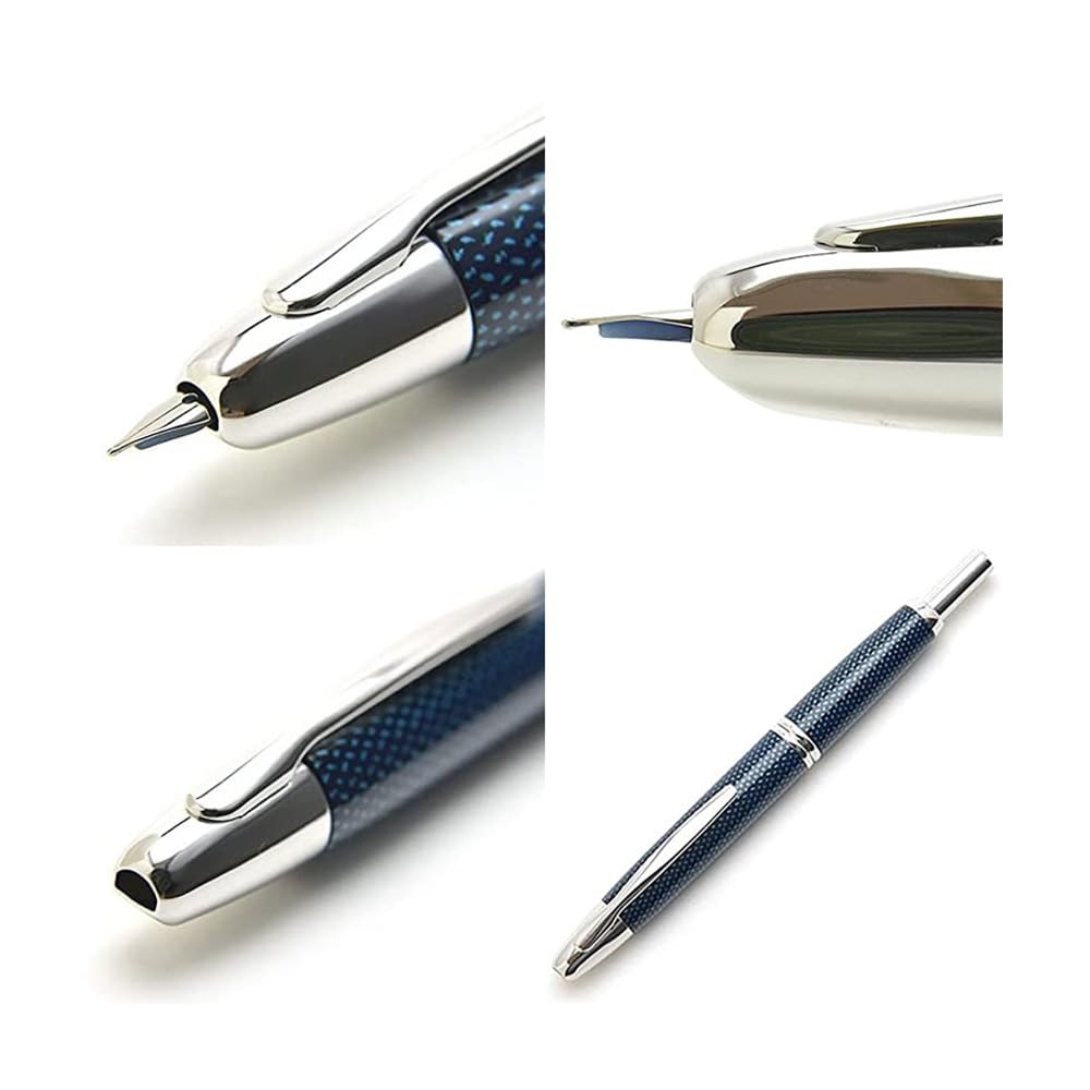 PILOT 1045003M Capless Rhodium Trim - Pluma estilográfica con mecanismo de presión (trazo M), color azul
