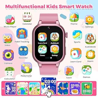 ELEJAFE Smartwatch Bambini, Orologio Smartwatch Bambini con 32 Giochi, Fotocamera, Sveglia, 3 Modalità Sportiva, Contapassi, Audiobook, Torcia, Musica, Orologio Bambino per Ragazza e Ragazzo Regalo