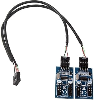 GRABLOOM Motherboard USB 2.0 9pin Header 1 to 2/4 Extension Hub Splitter Adapter Converter USB 2.0 Male to 2/4 Female 9pin USB Header Male 1 to 2/4 Female Extension Card USB 2.0