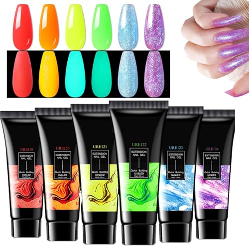 Djowyh Esmalte De Uñas Gel Fosforescente | Gel Para Unas Con Luz UV Luminoso Para Mujeres - Esmalte De Unas Con Textura Para Viaje