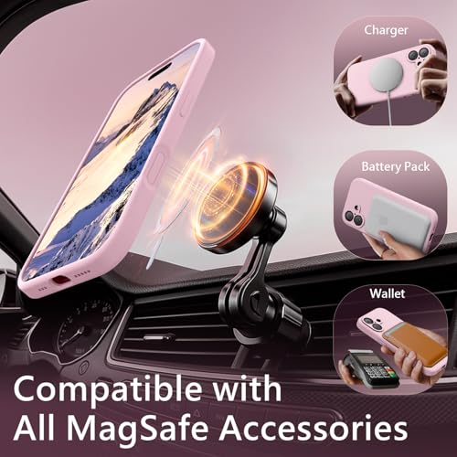 Image of FireNova Magnetic for iPhone 17 Case, Compatible with MagSafe, [Integrated Silicone Camera Control Button] [Camera Protection] Anti-Scratch Microfiber Lining Phone Case, 6.3 inch, Chalk Pink