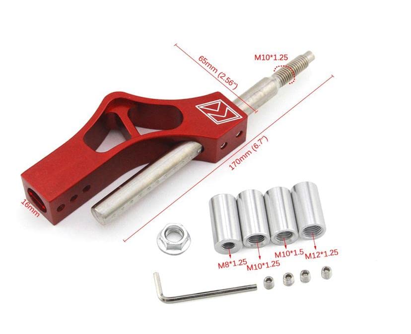 Image of AUTO MT Gear Shift Knob Adjustable Extender Gear Shift KNOB Height Lever Extension Car Gear Shifter Extender Kit with 4 Adapters (RED GEAR Extension ONLY)
