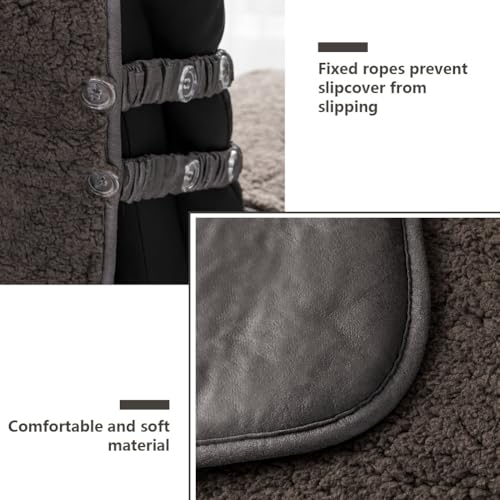 Image of STONECREST Recliner Chair Cover, Sherpa Slipcover, Stay in Place (DKGrey, 23 inch Regular Recliner)