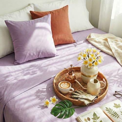 Image of Naksh Bedsheet for Double Bed King Size Plain 210 TC with 2 Pillow Covers | 100% Pure Cotton | 210 Thread Count | Soft, Breathable Fabric Built for Daily Use | Bed Sheet Double Bed | Lavender |