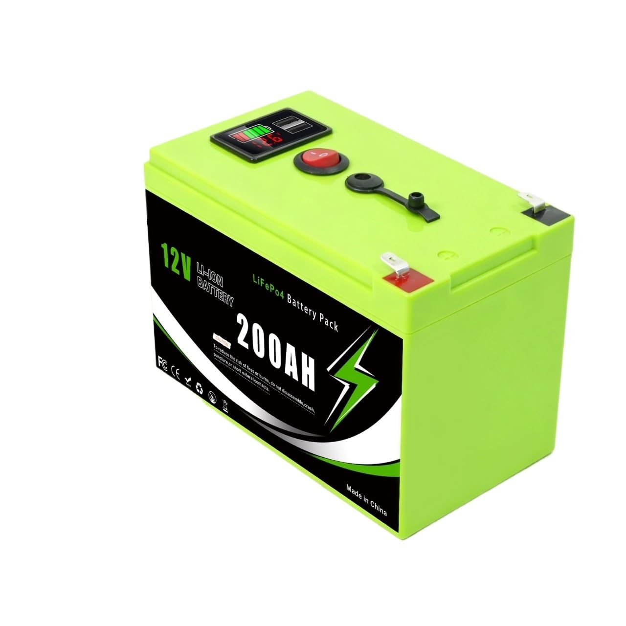 For Pannelli Solari, Camper, Alimentazione Di Riserva for Yacht | Batteria LiFePO4 12V 200000mAH ad alta capacità con soluzione BMS integrata(200A Portable Pow-Ch)