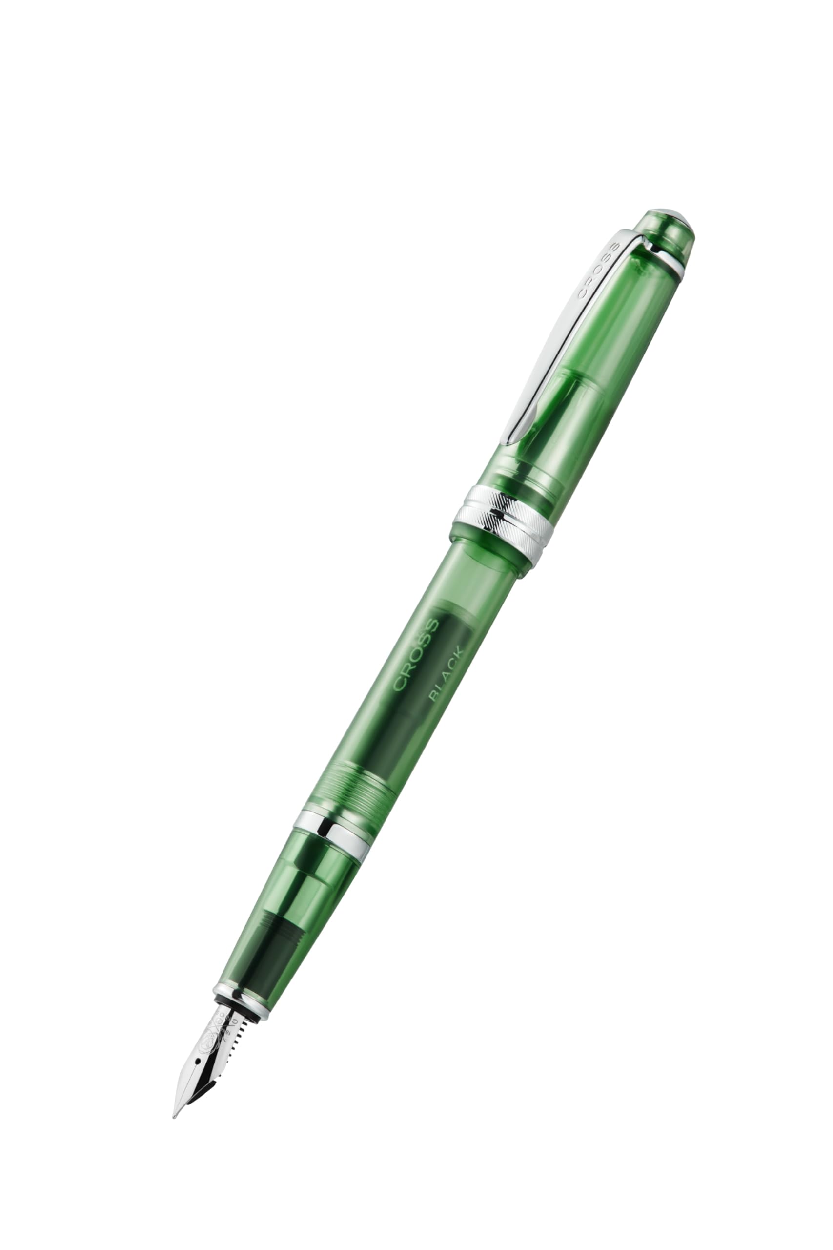 Cross Bailey Light Translucent Fountain Pen (XF Stainless Steel Nib with Black Ink Cartridge 8921, Premium Gift Packaging) Translucent Green/Chrome