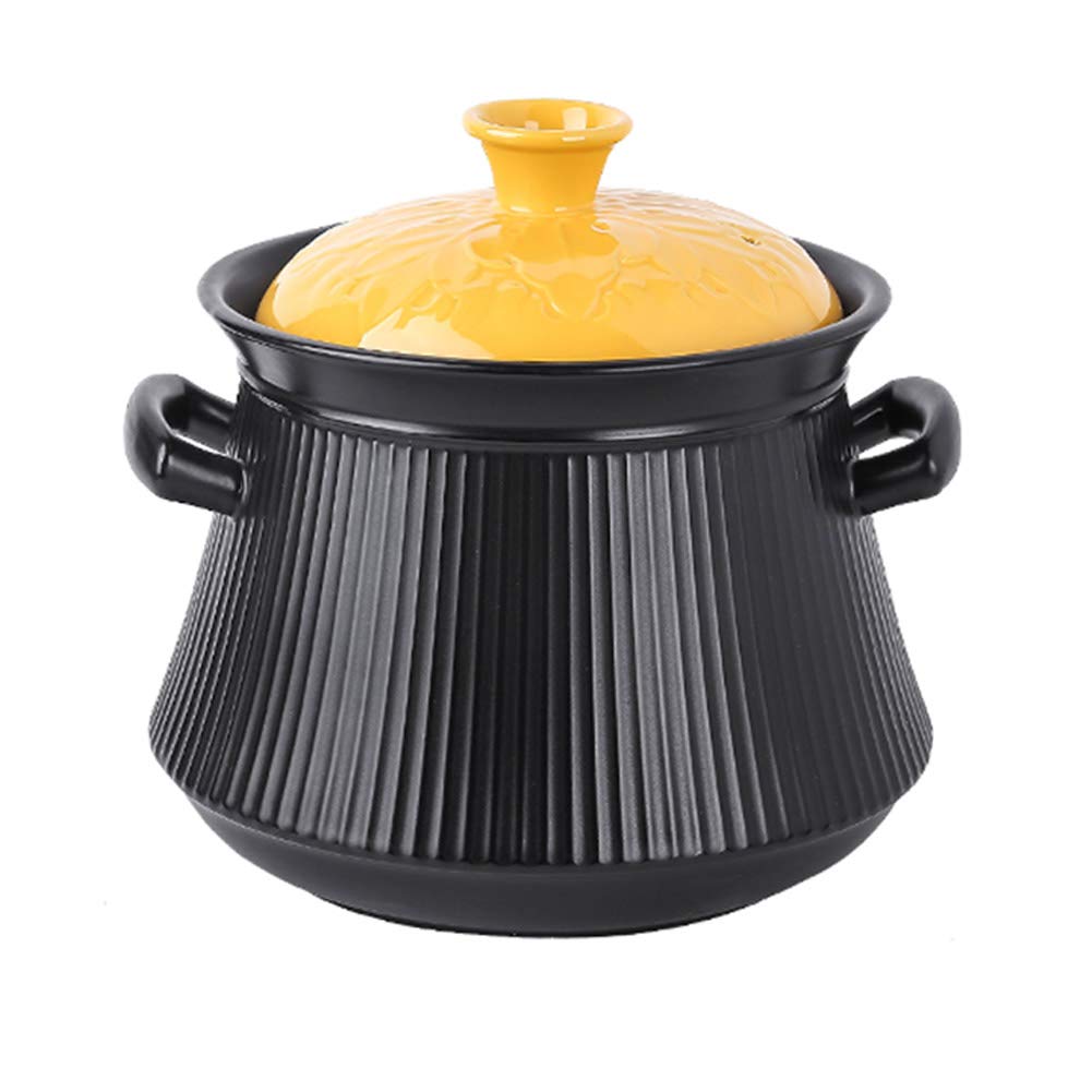 Portable Stockpot With Anti-scalding Ears,Keep Food Delicious,Soup Pot,High Capacity Ceramic Casserole,Not-slip Durable Saucepan Yellow 4l