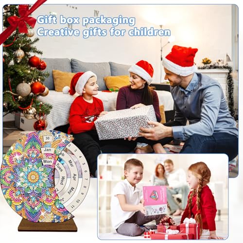 OdiuK Diamond Painting Kalender Basteln Mädchen 6 7 8 9 10 11 12 Jahre Geschenke DIY Ewige Kalender Diamant Mandala Bastelset Erwachsene Teenager Kinder 5-13 Jahr Kreative Geburtstag Spielzeug