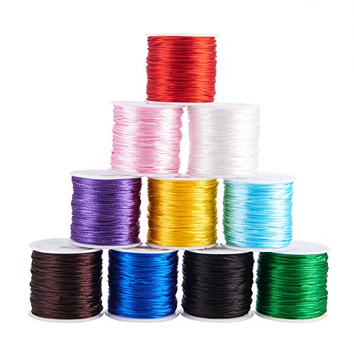 Ph Pandahall 328 Yards 1Mm Satin Nylon String Rattail Cord Satin Silk Cord Beading String Satin String Thread For Kumihimo Macrame Friendship Bracelet Chinese Knot Dream Catchers Braid Hair 10 Colors #TOP8