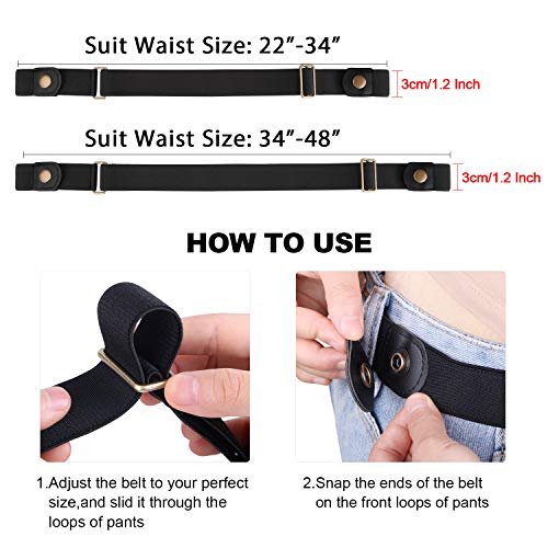 Image of 4 Pieces No Buckle Elastic Stretch Belts for Men Women, Comfortable Buckle Free Invisible Belts for Jeans Pants
