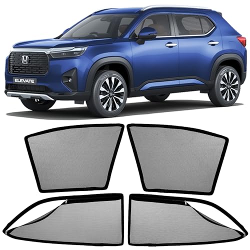 Image of AutoStory Magnetic Car Sunshade for Elevate | Front Half Cut for Mirror Visibility + Rear Full Coverage with Zipper | Heavy Heat & UV Protection | Privacy Side Window Curtains Shades