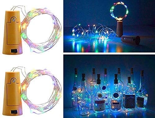 Image of 20 Led Wine Bottle Cork Copper Wire String Lights, 2M Battery Operated (Multi, Pack of 5, 2 Meters)