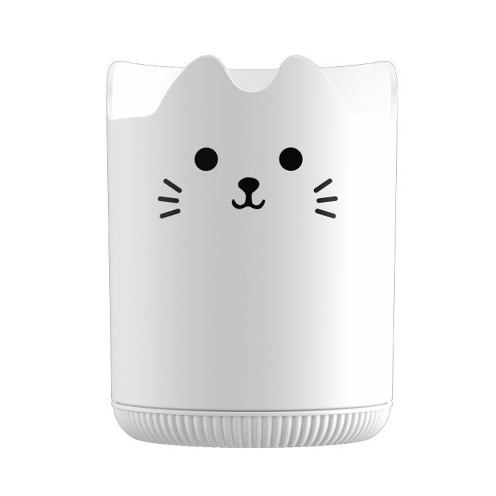 Qinlenyan White Pen Holder Pencil Holder 360 Degree Rotating Cartoon Cat Pencil Holder Large Capacity Stationery Organizer Desk Accessory
