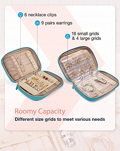 Image of BAGSMART Jewelry Travel Organizer Case Ring Binder Storage Rolls, Teal