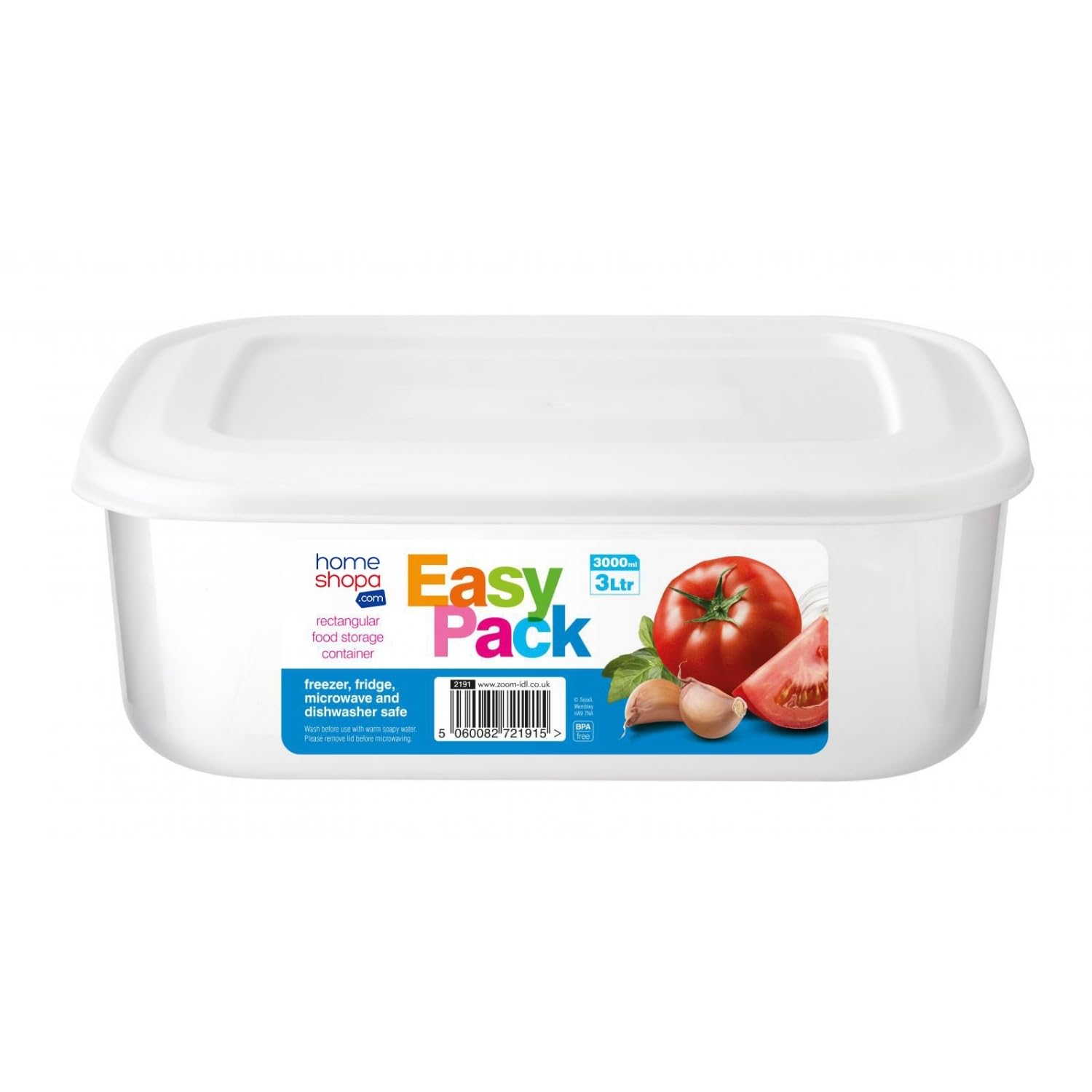 Homeshopa.com White Homeshopa Food Storage Containers With Lids, 3 Litre Plastic Bpa Free Airtight Containers, Leakproof Stackable Reusable Meal Prep Lunch Boxes, Microwave Freezer & Dishwasher Safe,
