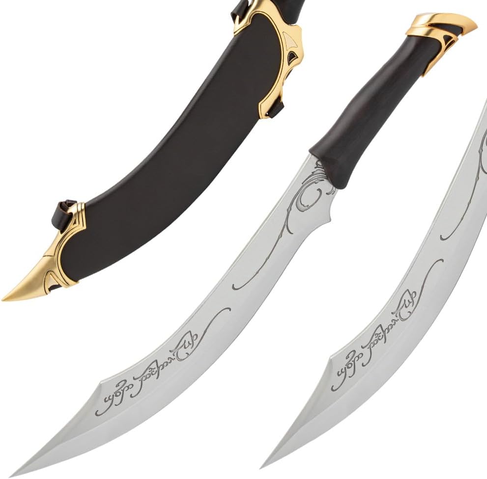 Lord of The Rings Elven Knife of Strider | LOTR Officially Licensed Reproduction | Stainless Steel Blade | Wooden Wall Plaque | Certificate of Authenticity | Full Size Replica