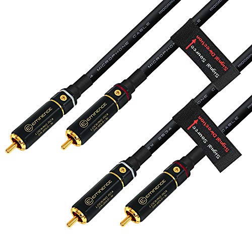 15 CM - Cable de interconexión de audio direccional Quad de alta definición par personalizado fabricado por WORLDS BEST CABLES-utilizando cables Mogami 2534 y conectores RCA de bloqueo dorado Eminence
