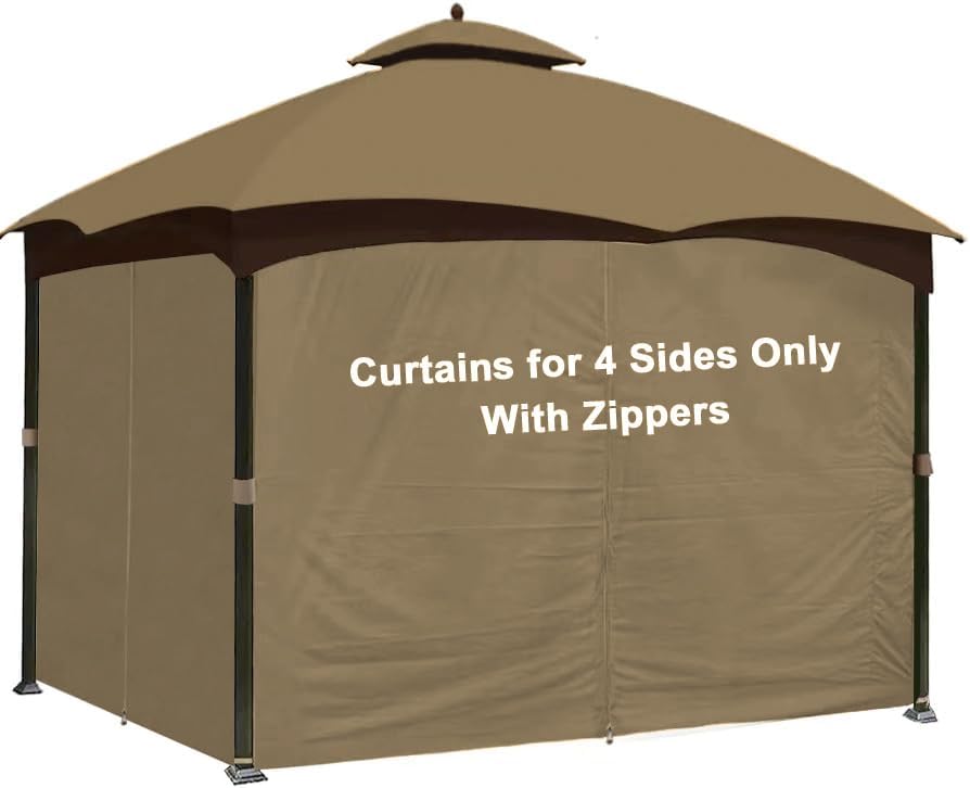 SCOCANOPY Khaki 10' x 12' Gazebo Privacy Curtain Set for Lowe's Allen Roth 10X12 Gazebo Model #GF-12S004B-1 / GF-12S004BTO/ TPGAZ17-002